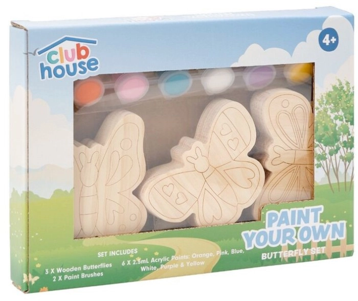 NEW Club House Butterfly Paint Your Own Wooden Shapes 3 Pack