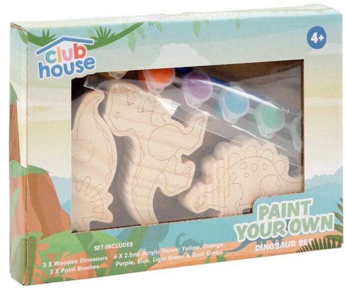 NEW Club House Dinosaurs Paint Your Own Wooden Shapes 3 Pack