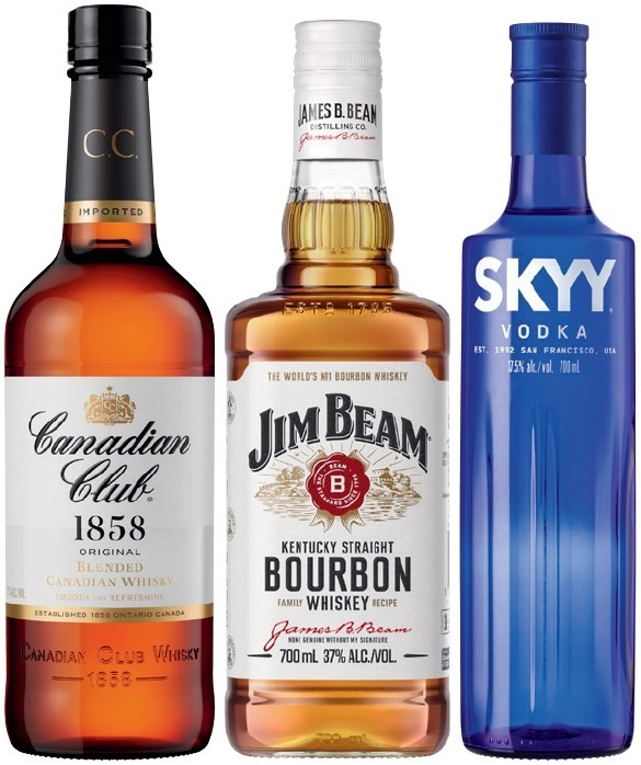 Canadian Club Whisky, Jim Beam White Label Bourbon or Skyy Vodka 700mL