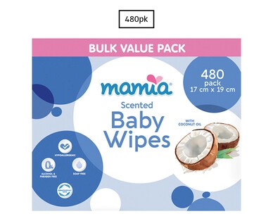 Mamia Baby Wipes Coconut 6 x 80pk