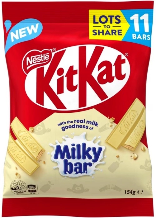 11 Pack Nestle KitKat Chocolate White Milkybar Funpack 154g