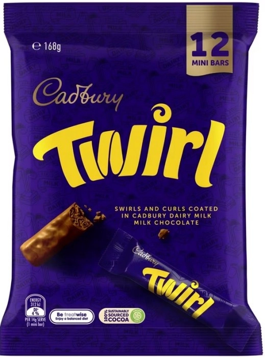 12 Pack Cadbury Twirl Mini Bars 168g