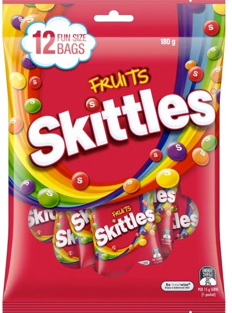 12 Pieces Skittles Fruits Chewy Lollies Party Share Bag 180g