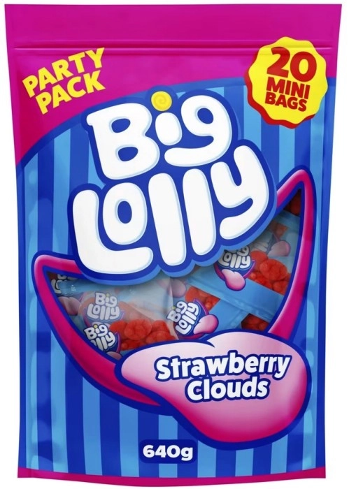 20 Pack Big Lolly Strawberry Clouds Party Pack 640g