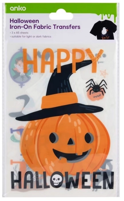 3 Pack Halloween Iron-On Fabric Transfers