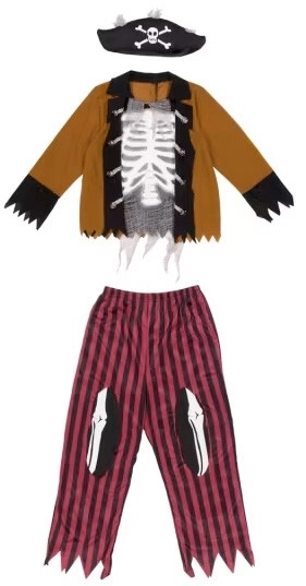 3 Piece Zombie Pirate Costume - Ages 8+