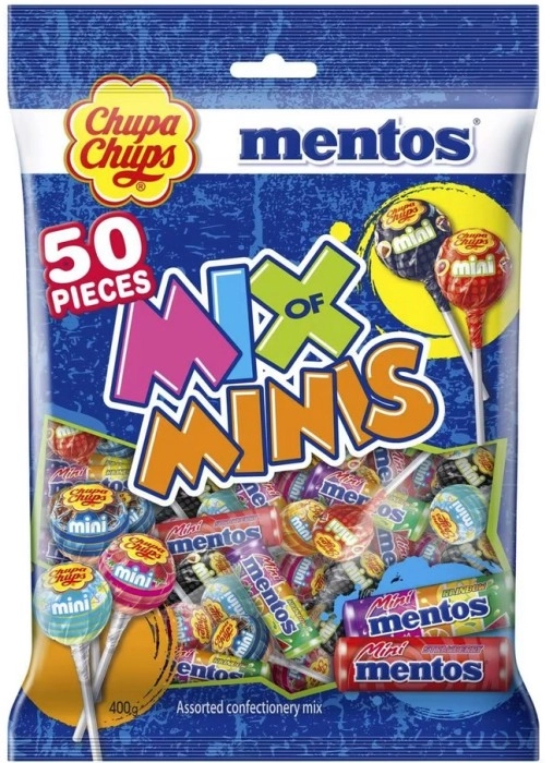 50 Piece Chupa Chups Mentos Mix of Minis Bag 400g