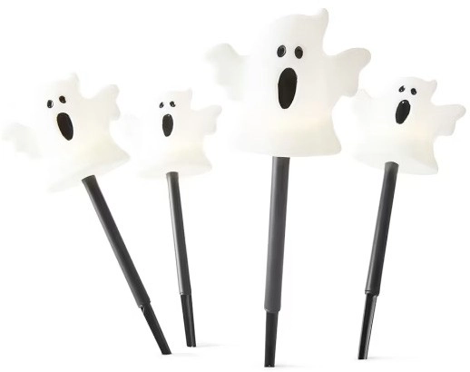 NEW 4 Piece Light Up Ghost Pathway Stakes