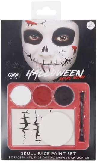 OXX Junior 6 Piece Halloween Scare Squad Skull Face Paint Set