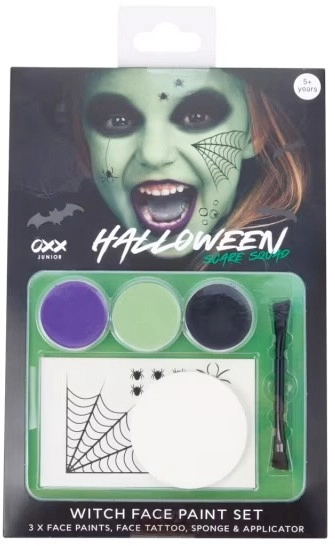 OXX Junior 6 Piece Halloween Square Squad Witch Face Paint Set