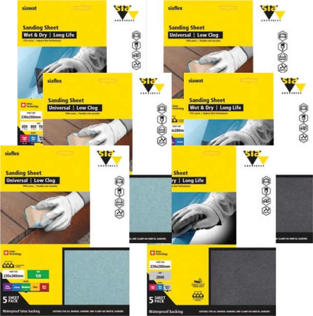 SIA Abrasives 5 Pack Sandpaper Sheets