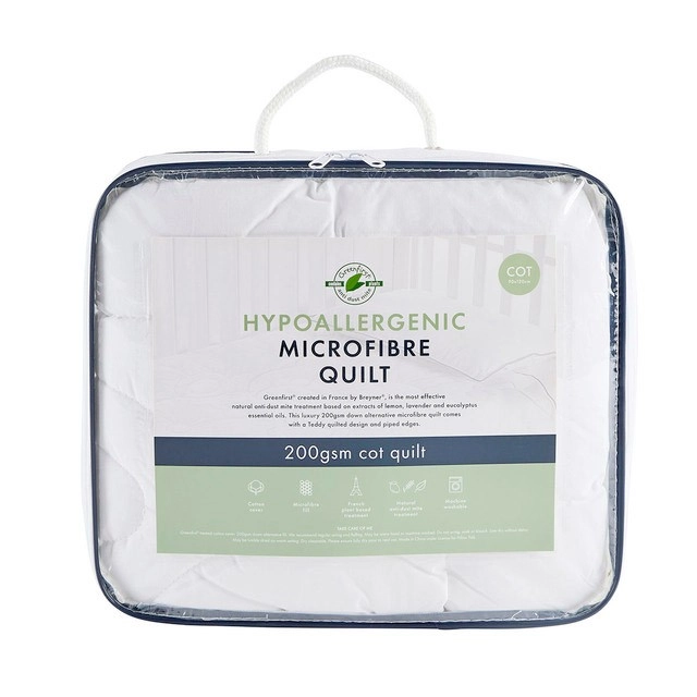 Hypoallergenic 200gsm Microfibre Cot Quilt by Greenfirst