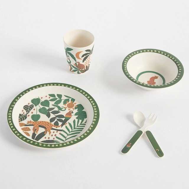 Kids Into The Jungle 5 Piece Dinnerware Set by Pillow Talk