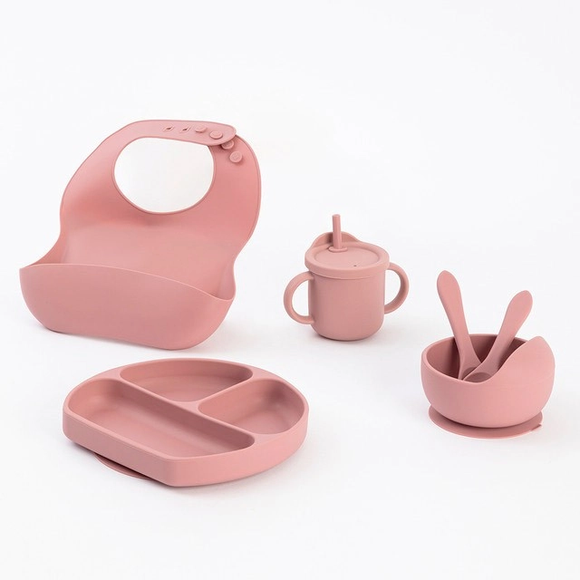 Kids Nino Raspberry Pink Silicone Dinner Set by Pillow Talk