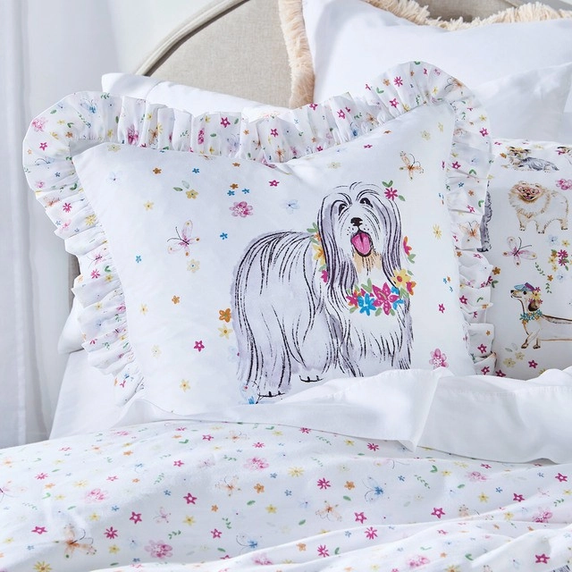 Kids Summer Dogs Square Cushion by Pillow Talk