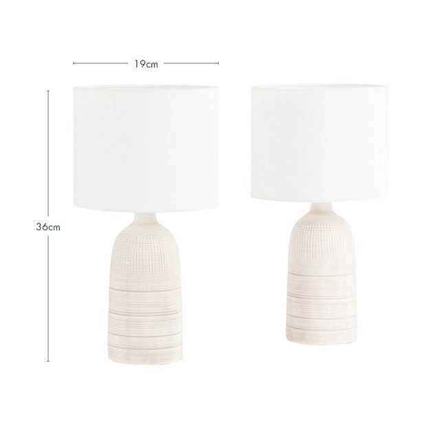 Mykonos 36cm Grey/Natural Table Lamp Set of 2 by M.U.S.E.