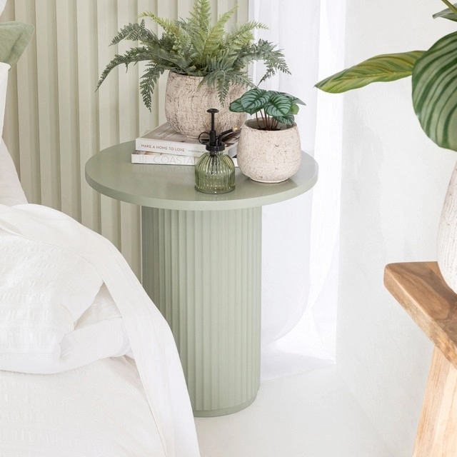 Tully Sage Fluted Side Table by Habitat