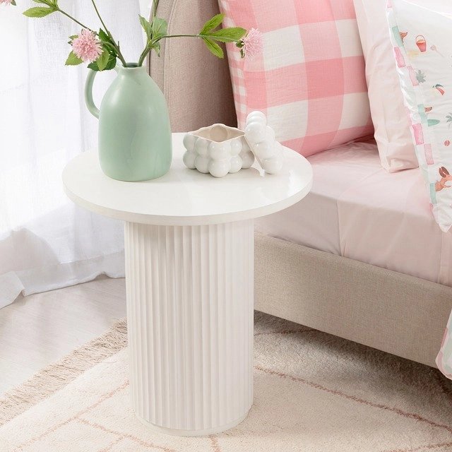 Tully White Fluted Side Table by Habitat