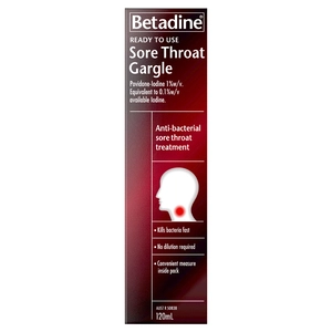 Betadine Ready to Use Sore Throat Gargle 120mL