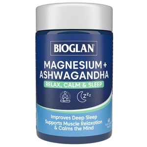 Bioglan Magnesium + Ashwagandha Sleep + Relax 60 Tablets