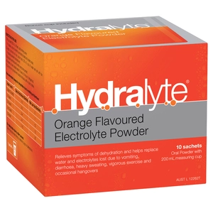 Hydralyte Orange Flavoured Electrolyte Powder 10 Pack