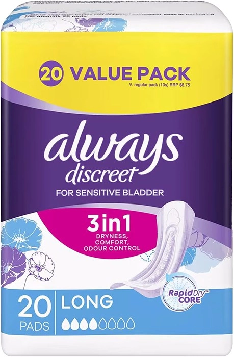 Always Discreet Incontinence Pads Long 20 Pack