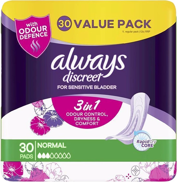 Always Discreet Incontinence Pads Normal 30 Pack