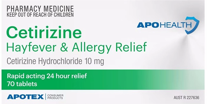 Apohealth Cetirizine Hayfever & Allergy Relief 70 Tablets