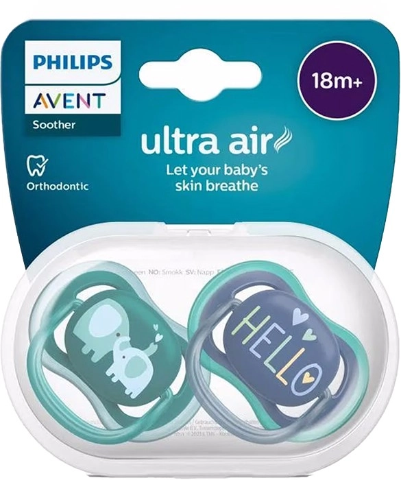 Avent Ultra Air Soothers 18 Months+ 2 Pack Assorted Colours