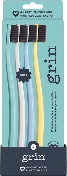 Grin 100% Recycled Toothbrush Soft Summer 4 Pack