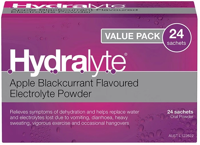 Hydralyte Electrolyte Powder Apple Blackcurrant 24 Sachets