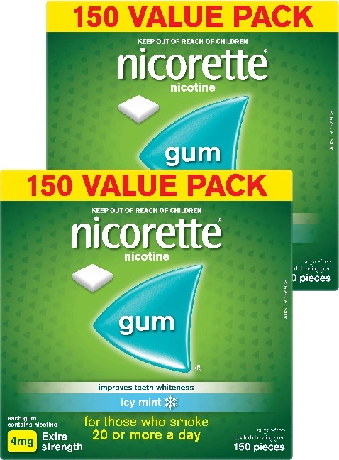 Nicorette Quit Smoking Nicotine Gum 2mg Icy Mint 300 Pack