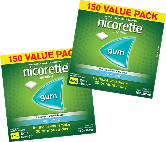 Nicorette Quit Smoking Nicotine Gum 4mg Icy Mint 300 Pack