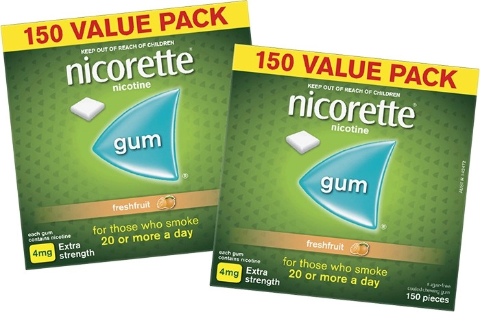 Nicorette Quit Smoking Nicotine Gum Fresh Fruit 4mg 300 Pack