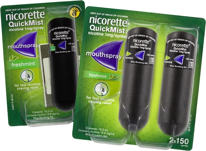 Nicorette Quit Smoking QuickMist Nicotine Mouth Spray Freshmint 3 x 150 Sprays