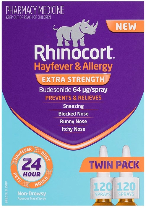 Rhinocort Hayfever & Allergy Extra Strength Nasal Spray 120 Sprays x 2 Pack