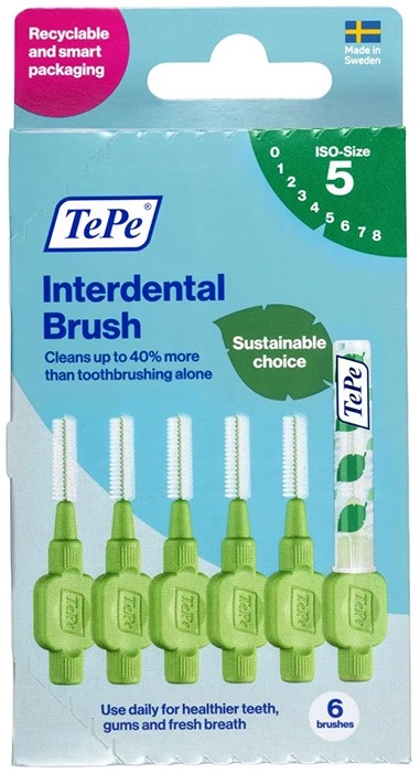 Tepe Interdental Brush 0.8mm Green 6 Pack