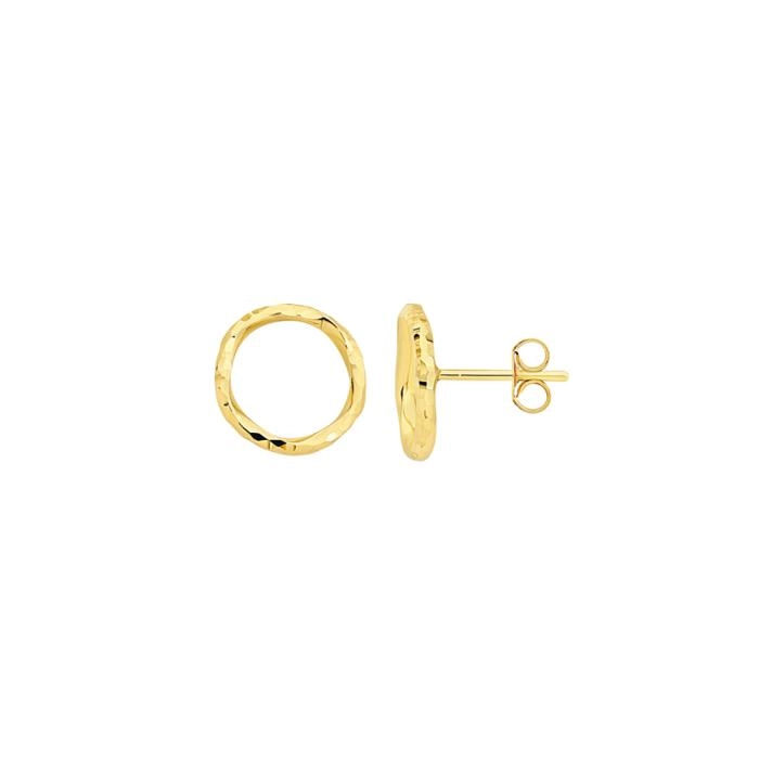 9ct Gold 12mm Twist Open Circle Stud Earrings