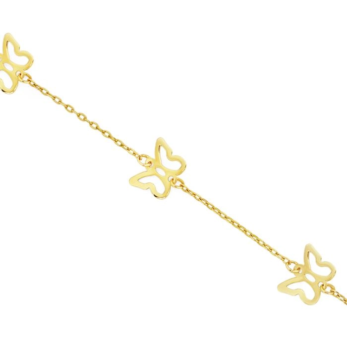 9ct Gold 14cm Triple Butterflies Bracelet