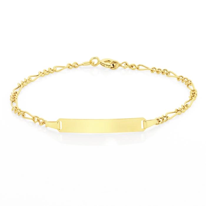 9ct Gold 15cm Hollow Figaro I.D. Bracelet