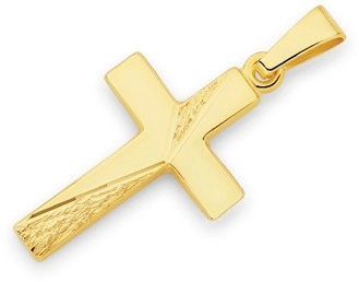 9ct Gold 18mm Polished & Textured Cross Pendant