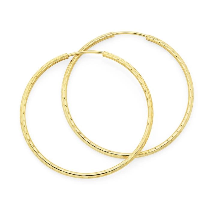 9ct Gold 30mm Diamond-cut Hoop Earrings