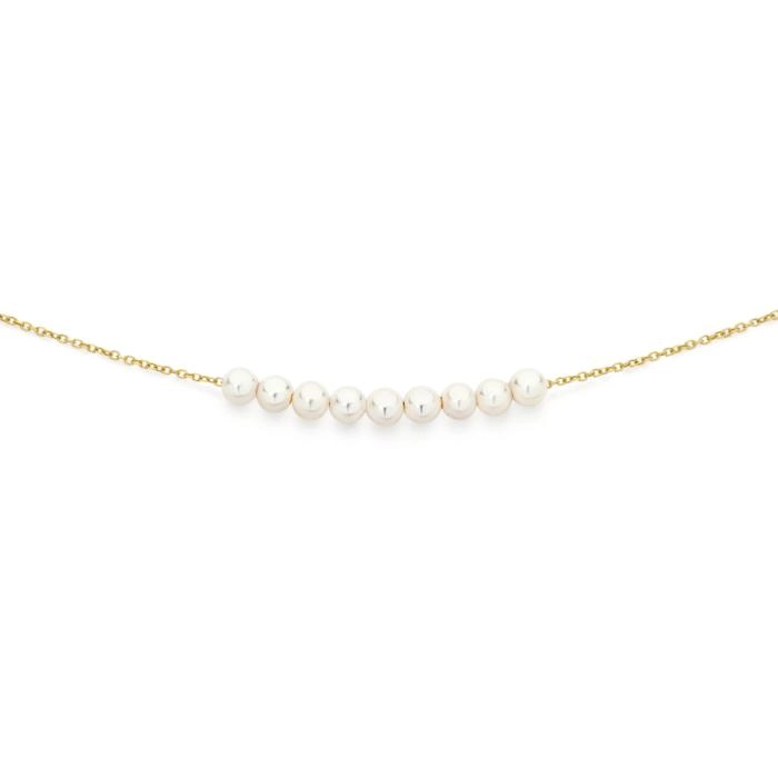 9ct Gold 45cm Cultured Fresh Water Pearl Necklace with Chain