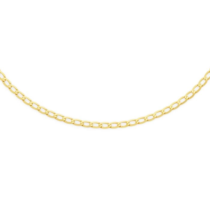 9ct Gold 45cm Diamond-cut Oval Curb Chain