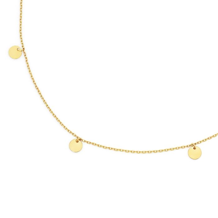 9ct Gold 45cm Multi Disc Drop Trace Necklet