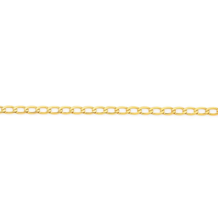 9ct Gold 45cm Solid Flat Diamond-Cut Curb Chain