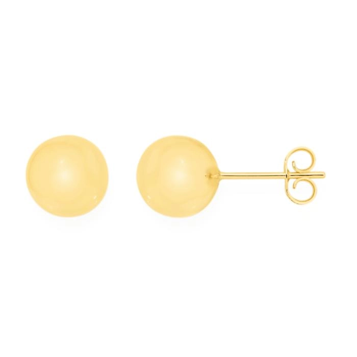 9ct Gold 8mm Polished Ball Stud Earrings