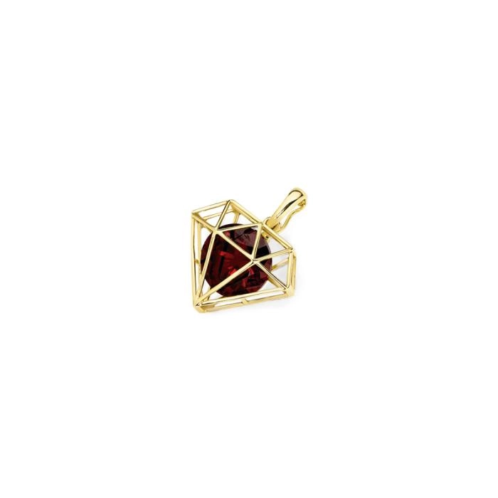 9ct Gold Created Ruby Geo Shape Pendant