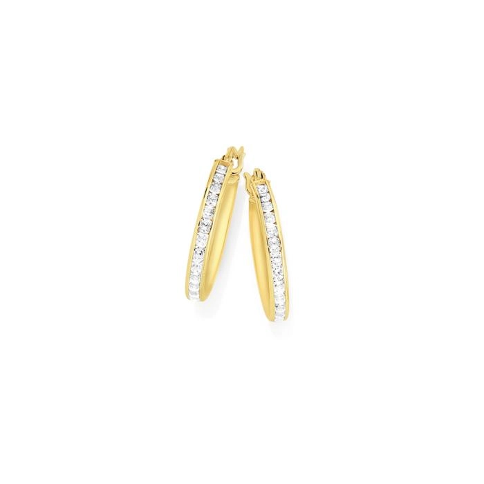 9ct Gold Cubic Zirconia Hoop Earrings