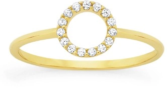 9ct Gold Cubic Zirconia Open Circle Ring